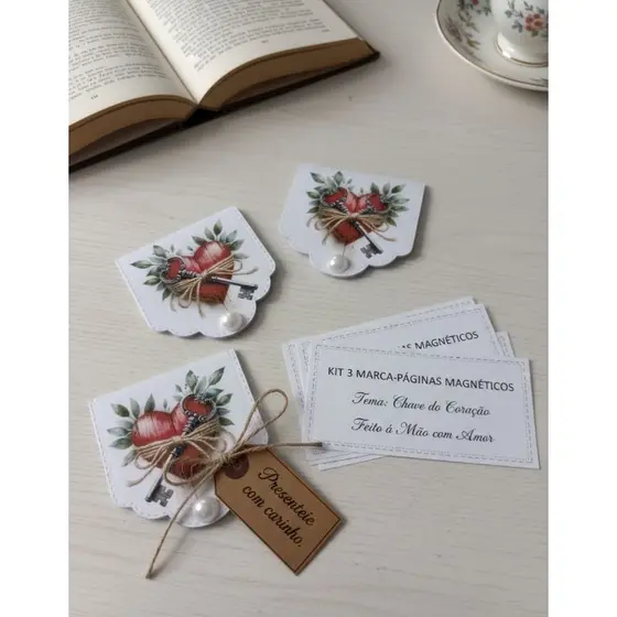 Kit 3 marca-Páginas magnético com imã, marcador de livros, Marcador, presente