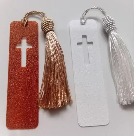 Marca Bíblia/ Marcador de páginas Cruz Vazada 3D com Tassel de ceda
