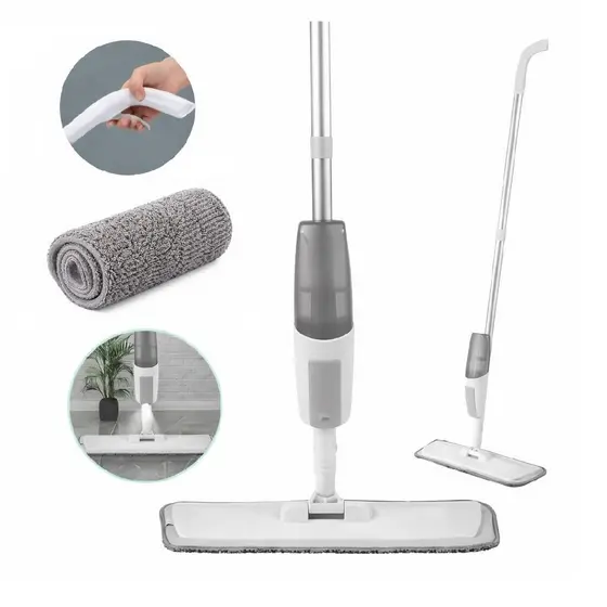 RODO MOP SPRAY ESFREGAO 3 EM 1 LIMPA SECA VASSOURA DISPENSER RESERVATORIO BORIFADOR PANO MICROFIBRA INOX PROFISSIONAL