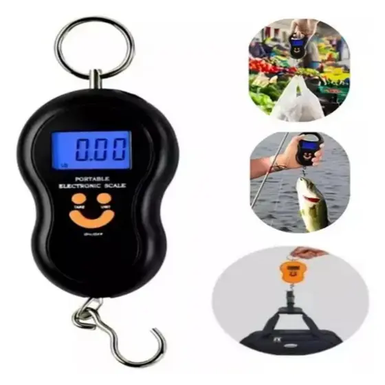 BALANCA DIGITAL 50KG MAO PORTATIL GANCHO VIAGEM BOLSA MALA PEIXE 50 QUILOS PESCARIA PRECISAO ELETRONICA BAGAGEM