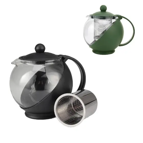 BULE CHA CAFE COM INFUSOR CHALEIRA DE VIDRO 1250ML CAFETEIRA INOX JARRA SUCO FILTRO COADOR GRANDE