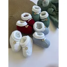 Sapatinho De Bebê Em Tricô de Linha Sapato Bebê 0-3 Meses Super Luxo Crochê Várias Cores