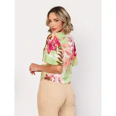 Blusa estampado feminina manga curta com detalhes na frente importadosLL9819