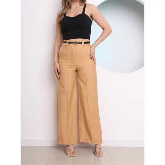 Calça pantalona estilo alfaiataria marrant com cinto novo 2024