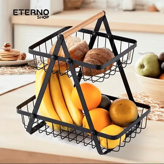 Fruteira Aramada de Mesa 2 ou 3 Andares Organizador Cozinha Frutas Legumes Pães Multiuso