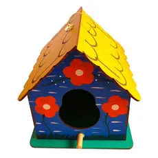 Casinha de Passarinho Jardim Mdf Pintada À Mão