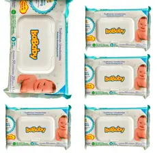 Kit 5 Toalha Umedecida Para Bebê Isababy Lenço Recem Nascido Baby Adulto Mulher Banheiro - Com Tampa