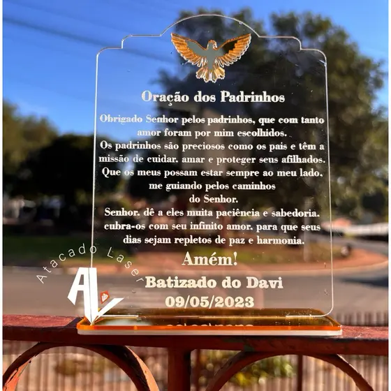 Lembrancinha de Batizado para Padrinhos em Acrílico –Oração dos Padrinhos Personalizadas | Presente Elegante e Exclusivo