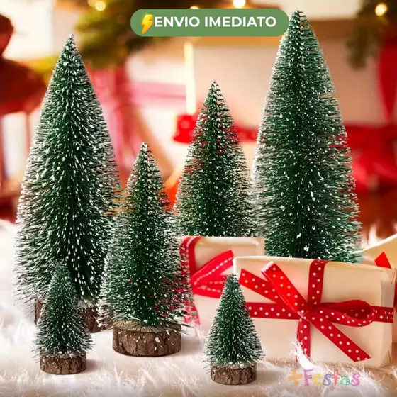 Kit 6 Enfeites Mini Arvore de Natal Pinheiro Decoração Mesa Escritório Natal 15 - 20CM