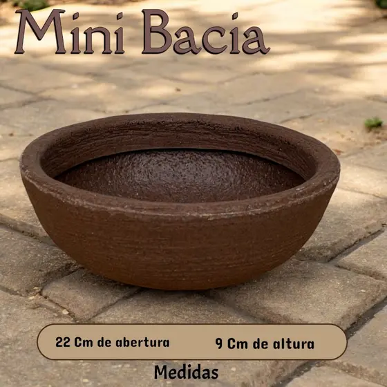 Vaso bacia 22cm polietileno decor luxo e elegante Vaso Decorativo Grafiato Bacia Cuia 22 Premium
