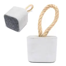 Peso de Porta Decorativo Concreto Quadrado 1,5Kg Aleta Artesanal Alça Sisal Base Carpete Anti Risco
