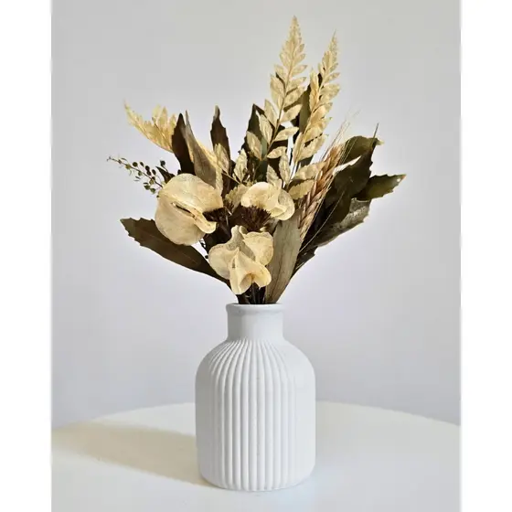 Arranjo De Flores Secas Decorativo Vaso Garrafa Vintage