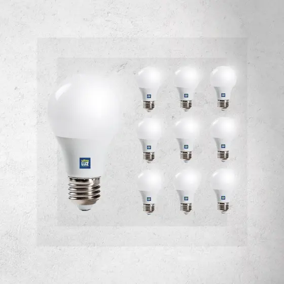 Kit 10 Lâmpadas Led Bulbo 4,9w Soquete E27 Branco Frio 6500K Bivolt Ultraluz