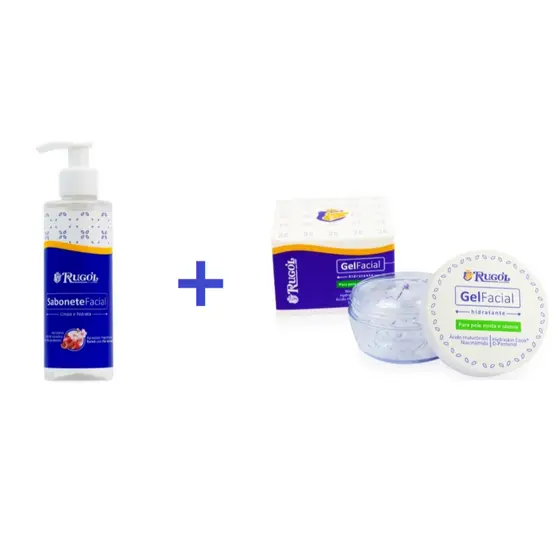 SABONETE LÍQUIDO FACIAL RUGÓL 195ML + Gel Facial Hidratante Rugól 60G - RUGOL ORIGINAL *