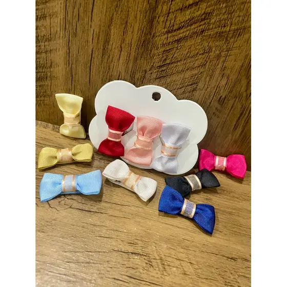 Kit com 3 Laços Gravatinha PP para RN (4 cm)/ Laço encapado/ Laço para bebê