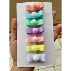 Enfeite de cabelo para bebe menina - Pompom delicado - Acessório para bebê