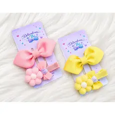 Kit Laços Infantil Presilhas com Flor Pompom Prendedor para meninas Acessório infantil Presilhas para bebê