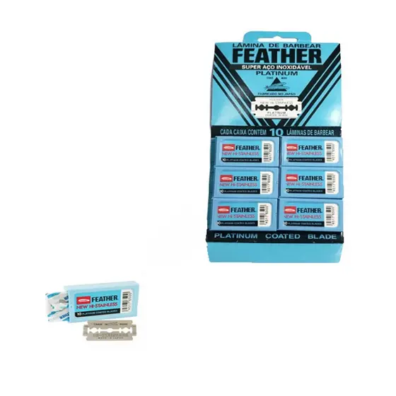 1 Cartela Lâmina Feather Com 60 Lâminas Barbear Cada