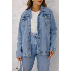 Max Jaqueta Jeans Casual Feminina , Ser lycra com bolso e botão