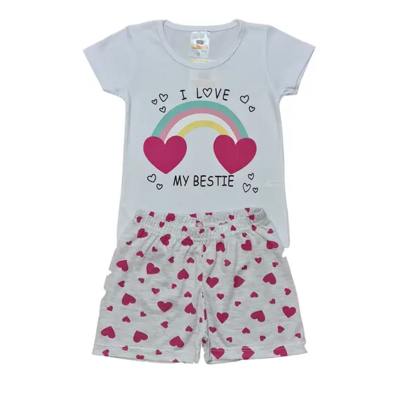 Pijama Feminino Infantil de verão100% algodão, Tam 1 ao 8 anos.