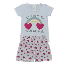 Pijama Feminino Infantil de verão100% algodão, Tam 1 ao 8 anos.