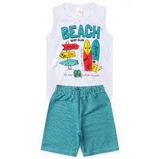 Conjunto Regata Preta Bermuda Militar de Verão Infantil  Masculino Tam 1 ao 14