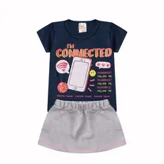 Conjunto Infantil Feminino camiseta e sainha  Tam 1 ao 3 anos