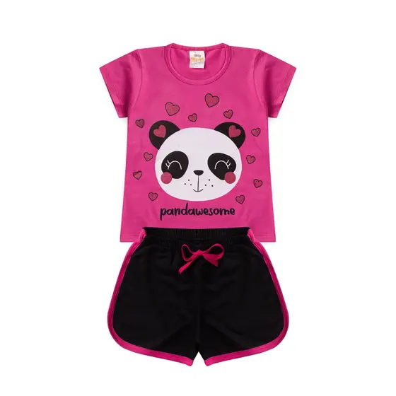 Conjunto Infantil Feminino Silk Panda Tam 1 ao 14 anos