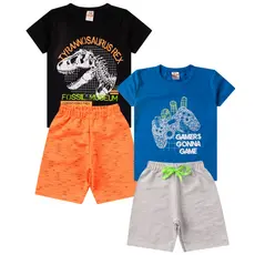 Kit 4 Peças com Estampas e Cores Variadas  Tam 1 ao 14 anos.