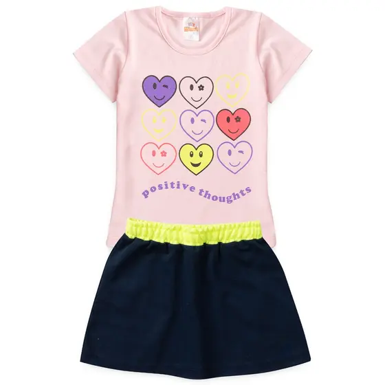Conjunto Infantil feminino camisa e saia roupas de menina infantil feminino barato
