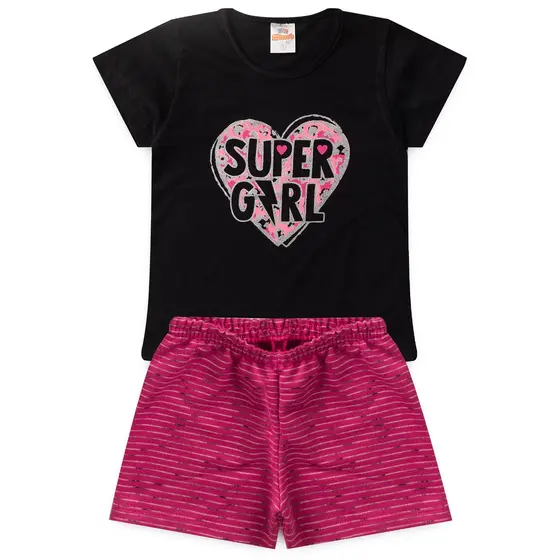 Conjunto Infantil feminino camisa e saia roupas de menina infantil feminino barato