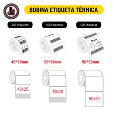 Rolo Etiqueta Térmica Adesiva 50x50mm 50x30mm 40x25mm (1 Coluna)