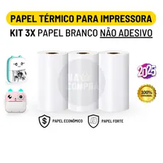 Kit 3 Bobina Térmica 57x30mm Não Adesivo Branco Rolo Para Mini Impressora Portátil