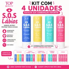 Kit com 4 Lip Balm - Mix Óleos - Manteiga Coco - Esfoliante Labial Casca Nozes - D-Pantenol
