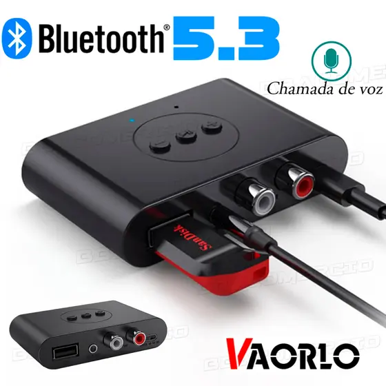 Receptor De Áudio Usb Tipo-C Bluetooth 5.3 Nfc Com P2 E Rca Para Carro Caixa de Som Receiver