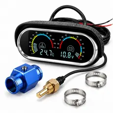 Voltímetro Marcador Temperatura Automotivo Relogio Digital