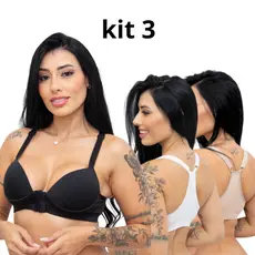 Kit PROMOÇÃO 3 sutiã reforçado nadador com fecho na frente - Lafar