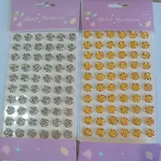Aplique de Rosas Metalizado Strass Adesivado 1cm - 60 Unidades