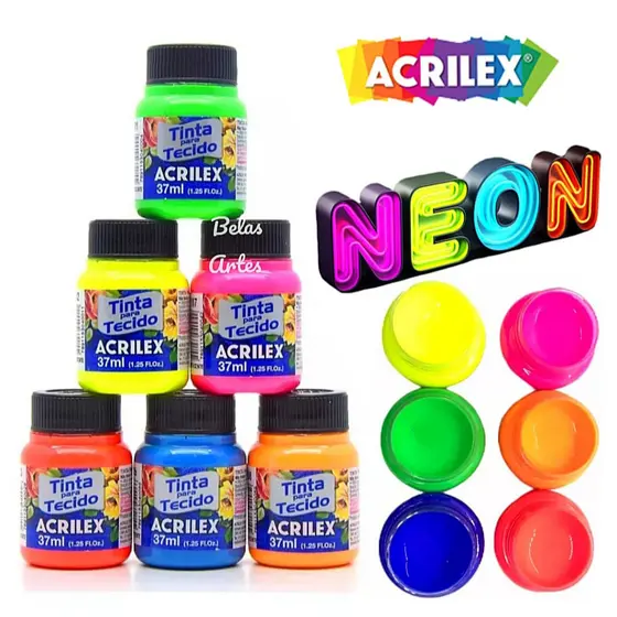 Tinta Tecido Neon / Florescente 37ml - Acrilex