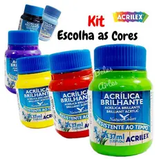 Tinta Acrílica Brilhante 37ml Acrilex  Kit com 1/ 2 / 3 / 4 / Tintas