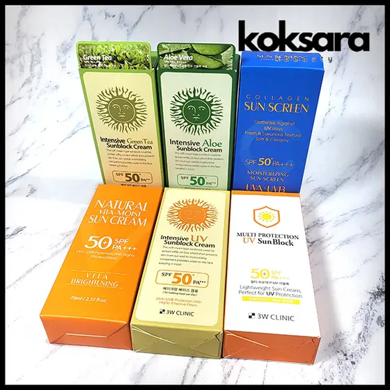 3W CLINIC Uv Sun Cream Sun Screen Sun Block Solar Protetor Spf50+ Pa+++ 70ml(6 types)