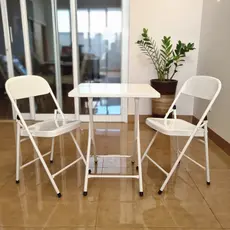 Conjunto Mesa C/ 2 Cadeiras Dobráveis Bar Restaurante Aço
