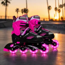 Patins Roller Inline New Semi Profissional Ajustável / Regulável Rodinhas de LED