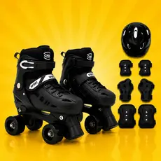 Patins 4 Rodas Quad Tamanho Regulavel 29 até 40 Rosa, Azul e Preto + Bolsa + KIT DE PROTEÇÃO COMPLETO