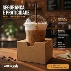 Kit 100 Porta Copos Suportes De Papelão Para 1 Copo Delivery Bebidas