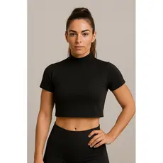 Cropped Feminino Esportivo Gola Alta | Academia, Suplex, Sem Bojo, Moda Fitness