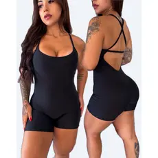 MACAQUINHO ACADEMIA FEMININO CURTO SEM COSTURA VERSÁTIL BLOGUEIRAS EM SUPLEX COSTAS CRUZADA