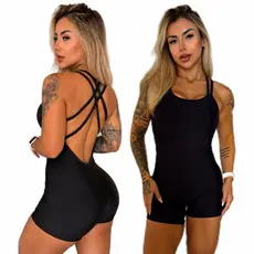 Macaquinho Curto Fitness Modelador Costas Cruzadas Duas Alça Premium