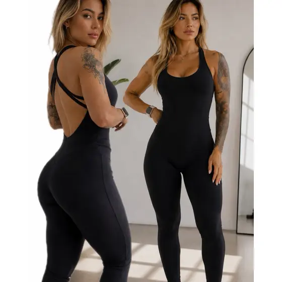 Macacão Fitness Feminino Longo Academia Cintura Modeladora Premium