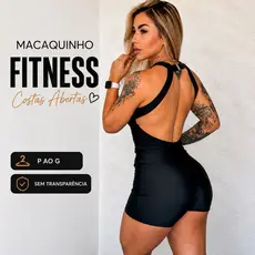 Macaquinho Fitness Frente Única Costas Abertas Feminino Sem Transparência Modelador
